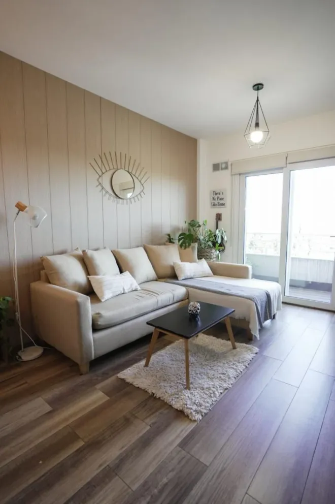 Revestimiento de PVC Muchtek en Living en color Poplar 